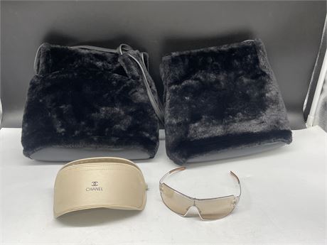 2 NEW LADIES PURSES / HAND BAGS + CHRISTIAN DIOR SUNGLASSES IN CHANEL CASE