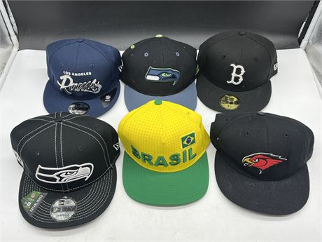 6 SPORT HATS - SOME NEVER WORN