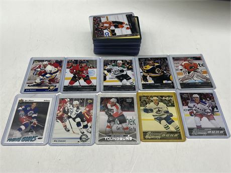 40+ NHL YOUNG GUNS CARDS IN TOP LOADERS