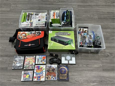 LARGE LOT OF MISC. VIDEO GAMES & ACCESSORIES (AS IS)