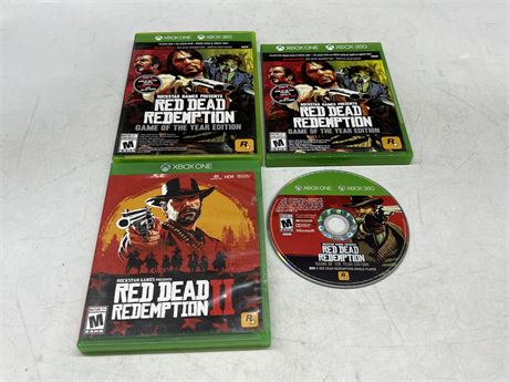4 RDR XBOX ONE GAMES - EXCELLENT CONDITION