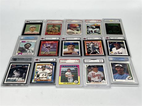 15 GRADED MLB CARDS