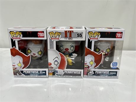 3 PENNYWISE THE CLOWN FUNKO POPS
