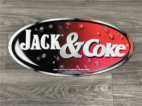 METAL JACK & COKE ALCOHOL SIGN / ADVERTISEMENT (12”X24”)