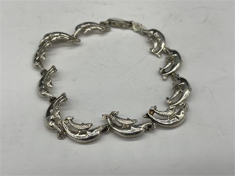 925 STERLING SILVER DOLPHINS WITH BABIES BRACELET