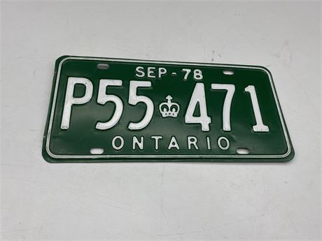 1978 ONTARIO LICENSE PLATE