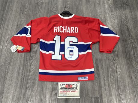 SIGNED HENRI RICHARD MONTREAL CANADIANS JERSEY W/ COA & TAGS - SIZE L