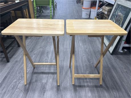 2 FOLDABLE WOODEN TABLES - 19” X 14” X 26”