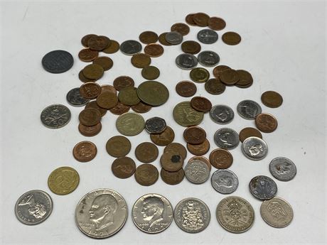 LOT OF VINTAGE COINS INCLUDING USA & CDN