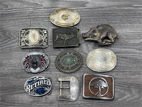 10 LARGE QUALITY BELT BUCKLES - REAL SCORPION, TURQUOISE & ECT - 4”
