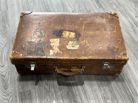 VINTAGE LEATHER SUITCASE (29” wide)