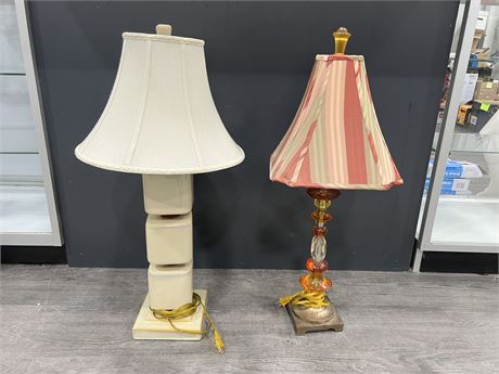 2 VINTAGE LAMPS - 30” TALL