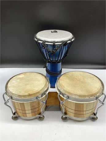 BONGO DRUMS & TOCA HAND PERCUSSION (12” TALLEST)