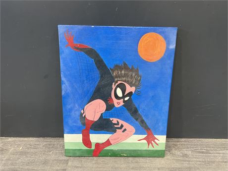 SIGNED ORIGINAL SPIDER-WOMAN OIL ON CANVAS PAINTING - 20”x16”