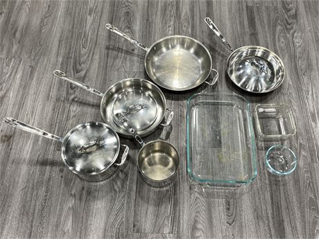 LOT OF BAKING DISHES, POTS & PANS