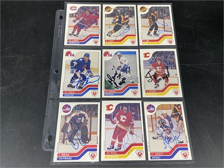 (9) VINTAGE SIGNED NHL CARDS