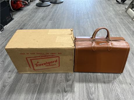 VINTAGE TRAVELGARD SUITCASE WITH ORIGINAL BOX PURCHASED FROM WOODWARDS