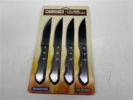 SEALED 4 PIECE CHURRASCO JUMBO STEAK KNIFE SET