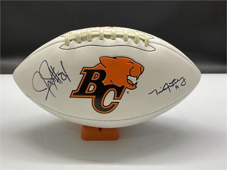 BC LIONS SIGNED FOOTBALL W/STAND
