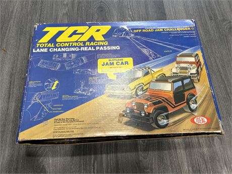 VINTAGE TCR TOTAL CONTROL RACING SET W/JEEPS AND TRUCK