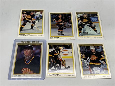(6) 1991 CANUCKS CARDS - INCLUDES NEDVED ROOKIE