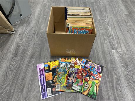 BOX OF ASSORTED VINTAGE COMICS-ARCHIE,MARVEL & MORE