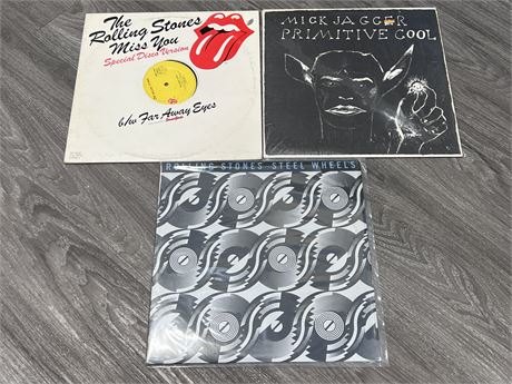 3 ROLLING STONES RECORDS - NEAR MINT (NM)