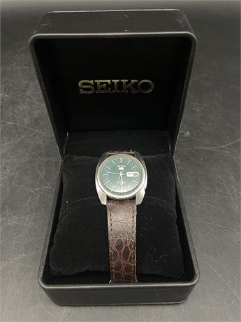 SEIKO GREEN FACE 5 AUTOMATIC MENS WATCH