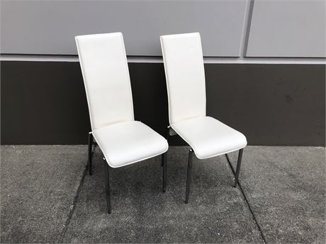 2 MCM HIGH BACK WHITE CHAIRS 42” TALL