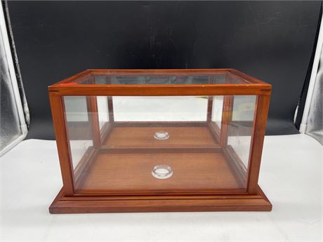 DISPLAY CASE STAND WITH WOODEN FRAME 15”x10”x8”