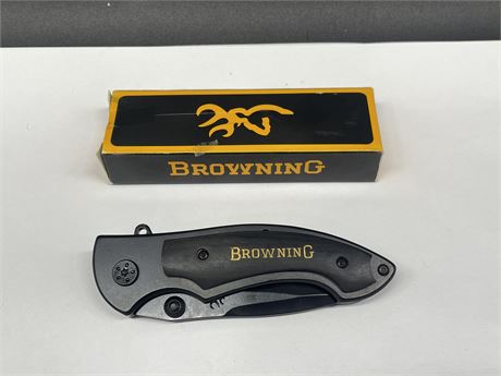 (NEW) BROWNING METAL / WOOD POCKET KNIFE
