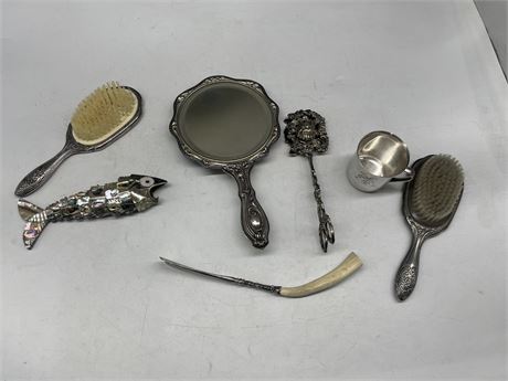 7 ORNATE SILVER-PLATE COLLECTIBLES