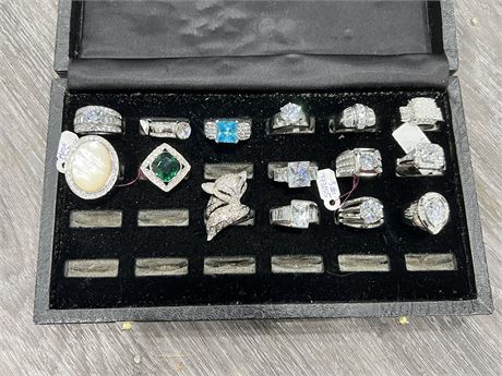 15 DECORATIVE RINGS - FEW MARKED 925