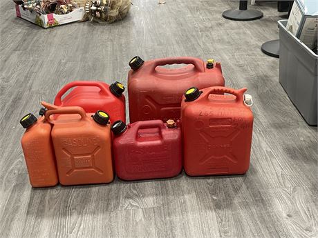 5 ASSORTED JERRY CANS
