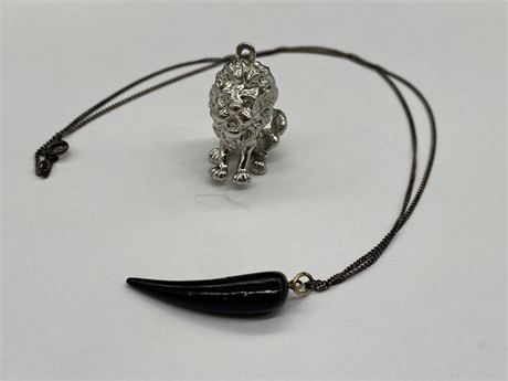 SILVER LION AND CLAW PENDANT WITH CHAIN