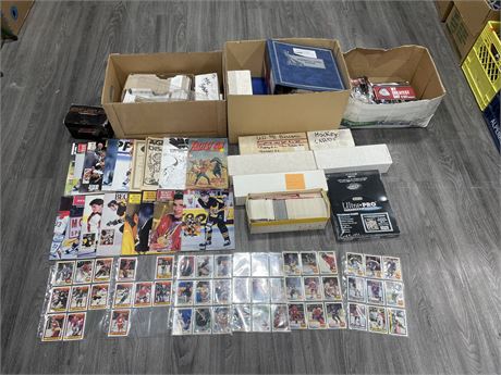 LARGE LOT OF MISC SPORTS CARDS & MEMORABILIA INCL: BINDERS, SETS, MAGAZINES ETC