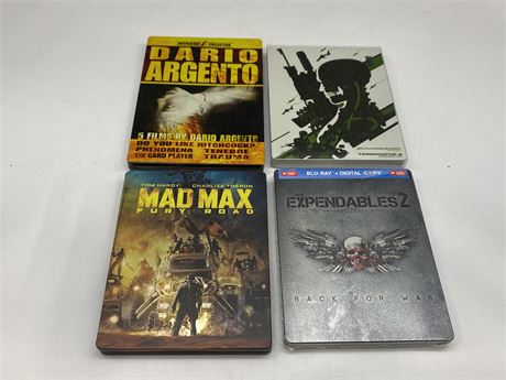 4 BLUE RAY / DVD STEELBOOKS (1 sealed)
