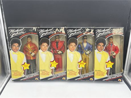 4 FACTORY SEALED 14” MICHAEL JACKSON COLLECTOR DOLLS - COMPLETE SET
