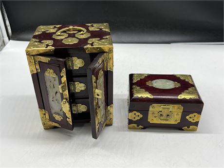 2 SMALL JEWELRY BOXES (Tallest is 7”)