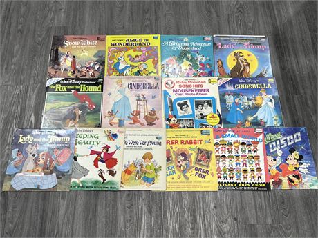 14 DISNEY LPS - MOST SCRATCHED / SLIGHTLY SCRATCHED