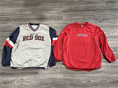 2 BOSTON RED SOX LONG SLEEVE MLB AUTHENTIC SIZE LARGE