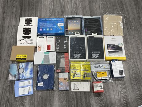 LARGE LOT OF MOSTLY NEW AMAZON PRODUCTS - IPAD / PHONE SCREENS & OTHERS