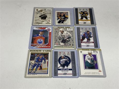 9 MISC NHL CARDS - INCLUDES ROOKIES, SUNDIN, MCDAVID, ETC