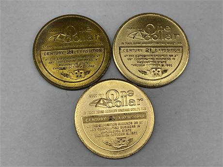 3 SEATTLE 1962 EXPO COINS