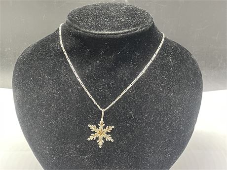 925 STERLING ITALY NECKLACE W/ STERLING SNOWFLAKE PENDANT (18”)