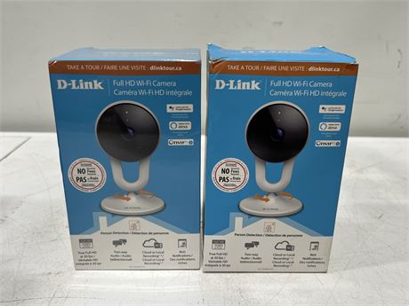 2 D-LINK FULL HD WI-FI CAMERAS - 1 SEALED