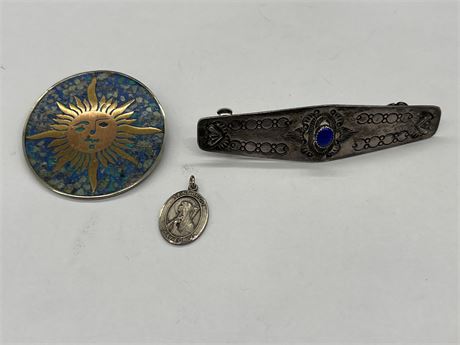 STERLING BROACHES / PINS & PENDANT