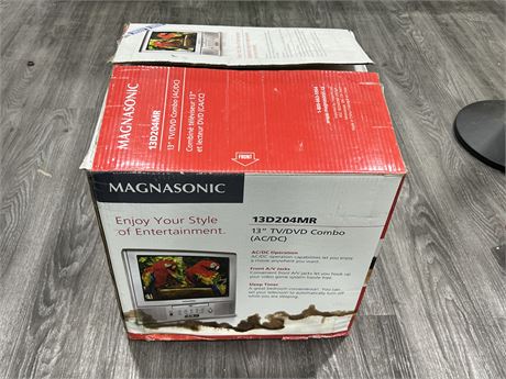 MAGNASONIC 13” TV W/CORDS & BOX