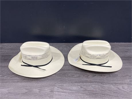 (2) YOUTH STRAW COWBOY HATS (NEW W/ TAGS)