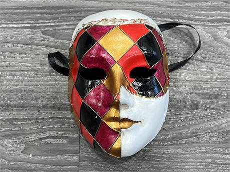SIGNED / STAMPED VENETIAN MASK - HAND CRAFTED IN ITALY - 9” TALL